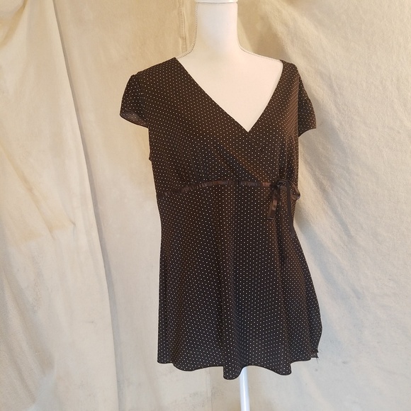 Perseption Stretch Brown Polka Dot Tunic - Picture 3 of 4